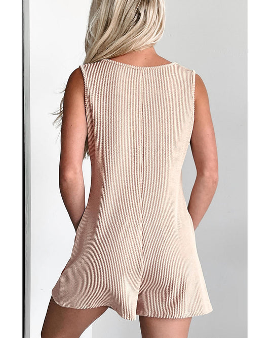 Parchment Corded Knit Romper with Side Pockets