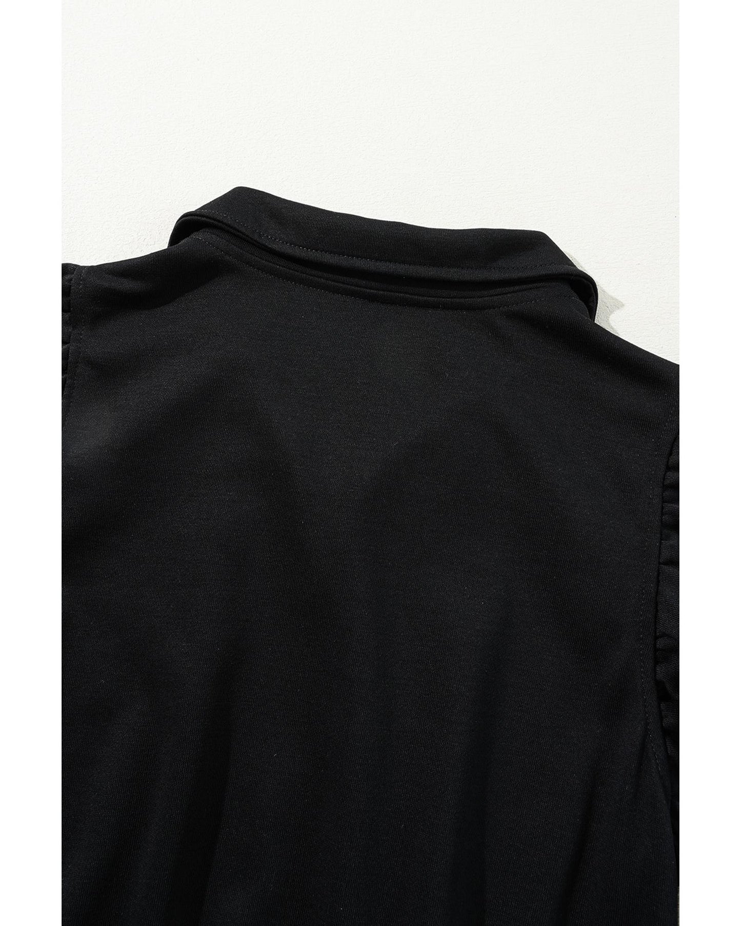 Black Zipper Flutter Sleeve Drawstring High Waist Jumpsuit