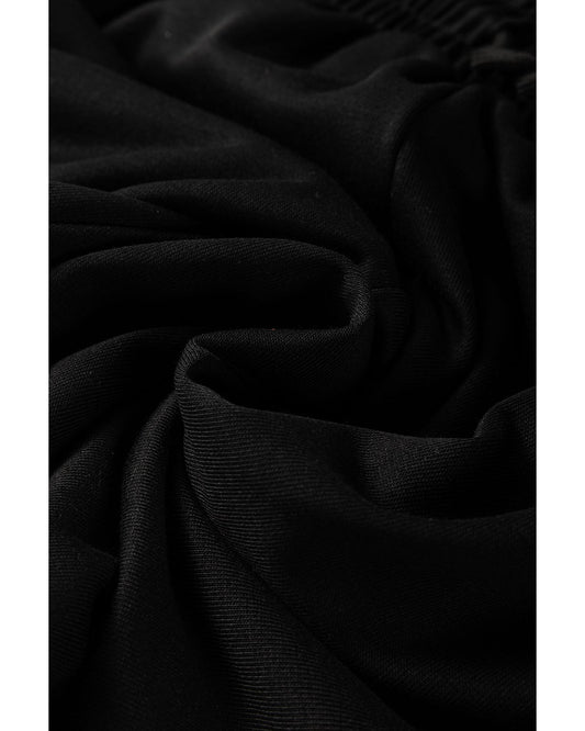 Black Zipper Flutter Sleeve Drawstring High Waist Jumpsuit