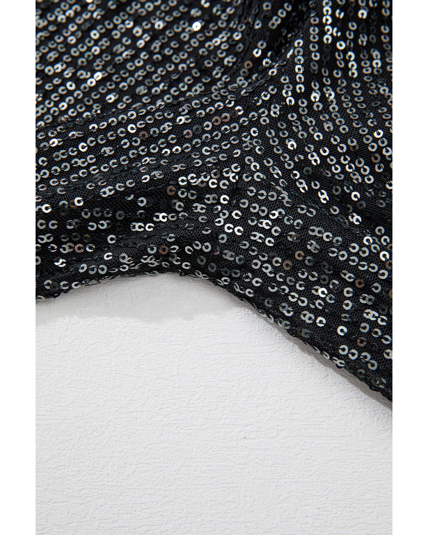 Black Sequined Tube Top Waist Knot Wide Leg Jumpsuit