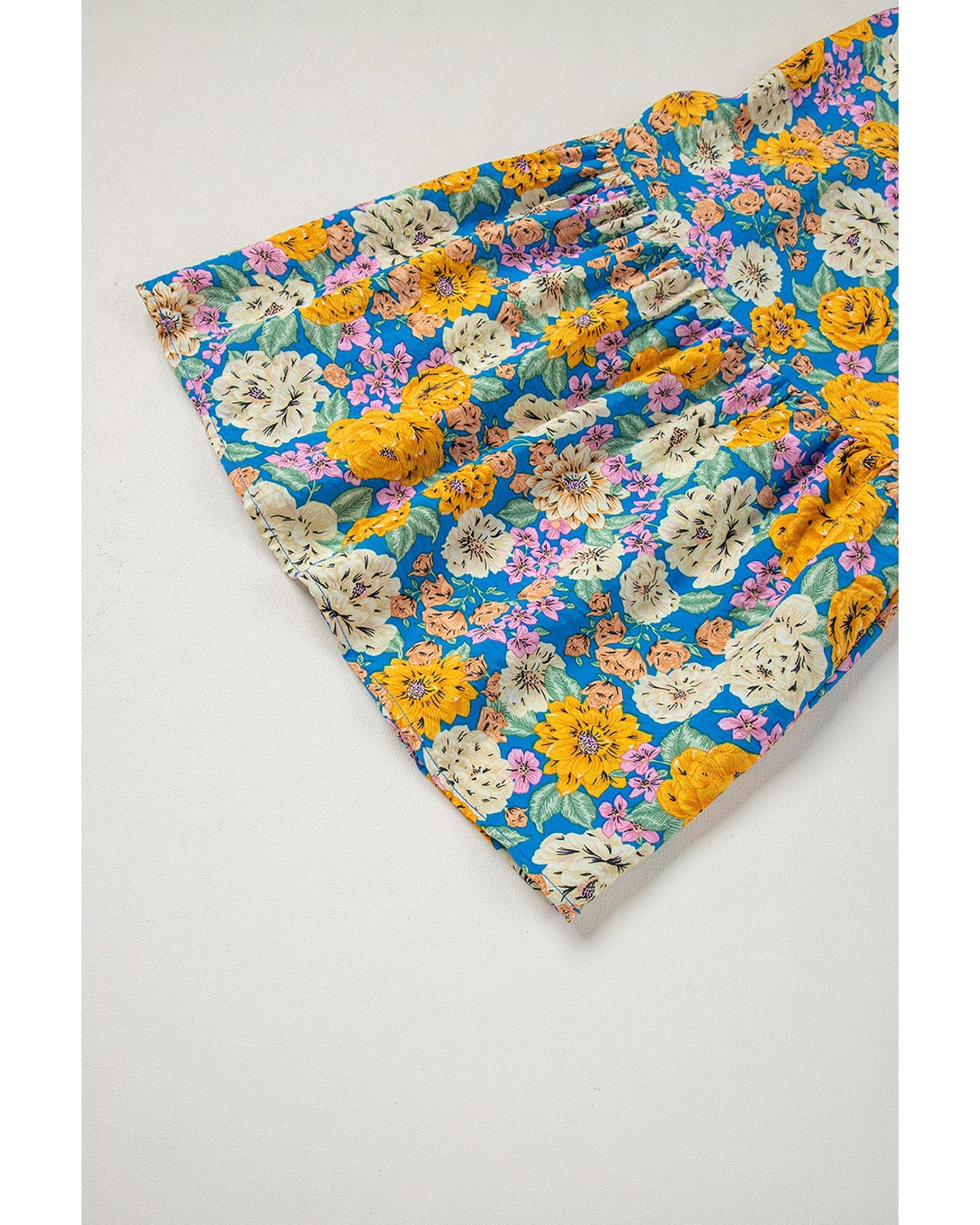 Floral Shirred Cut Out High-Waist Jumpsuit