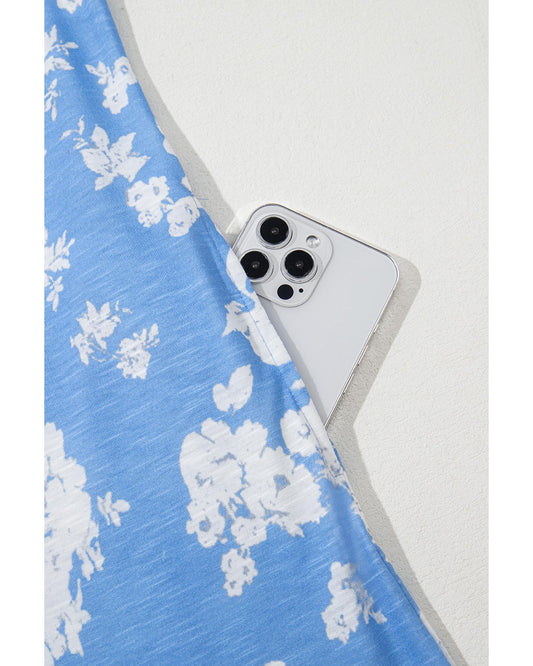 Myosotis Floral Print Half Button Wide Leg Relaxed Jumpsuit