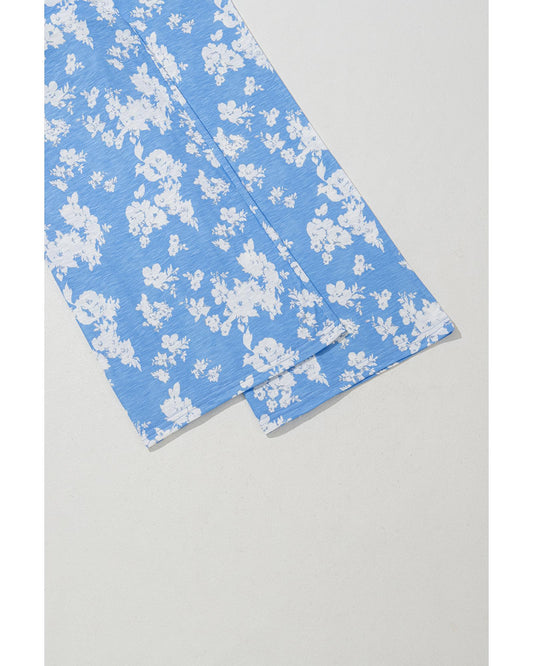 Myosotis Floral Print Half Button Wide Leg Relaxed Jumpsuit