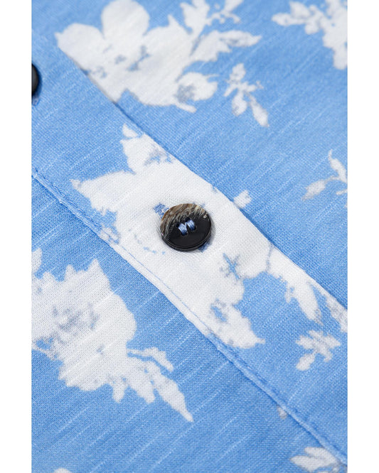 Myosotis Floral Print Half Button Wide Leg Relaxed Jumpsuit