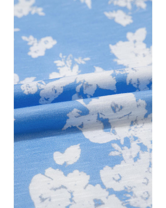 Myosotis Floral Print Half Button Wide Leg Relaxed Jumpsuit