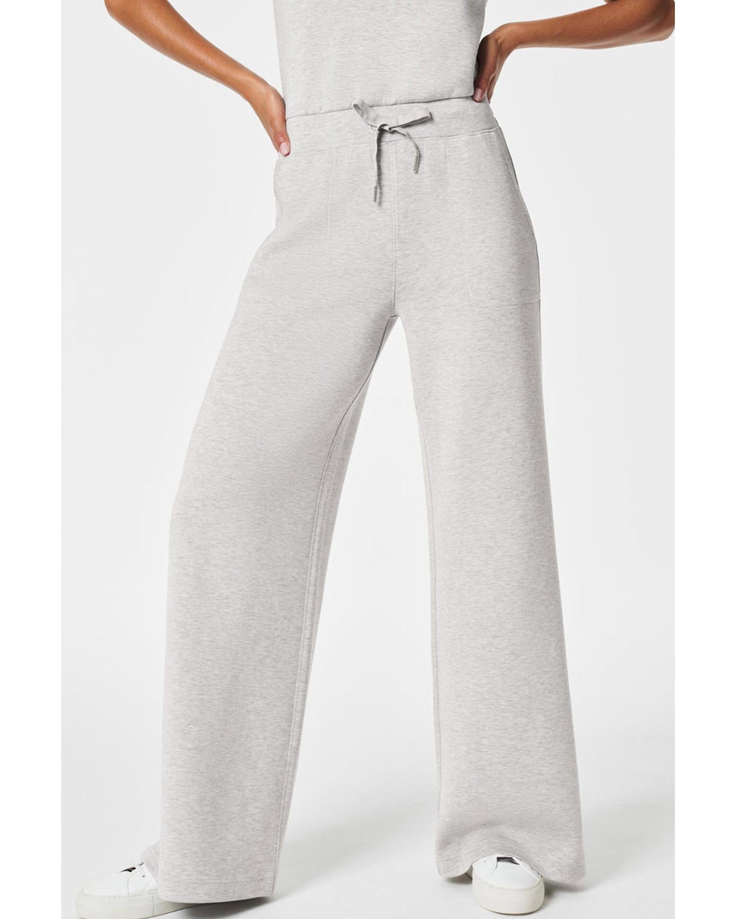 Light Grey Crew Neck Drawstring High Waist Jumpsuit