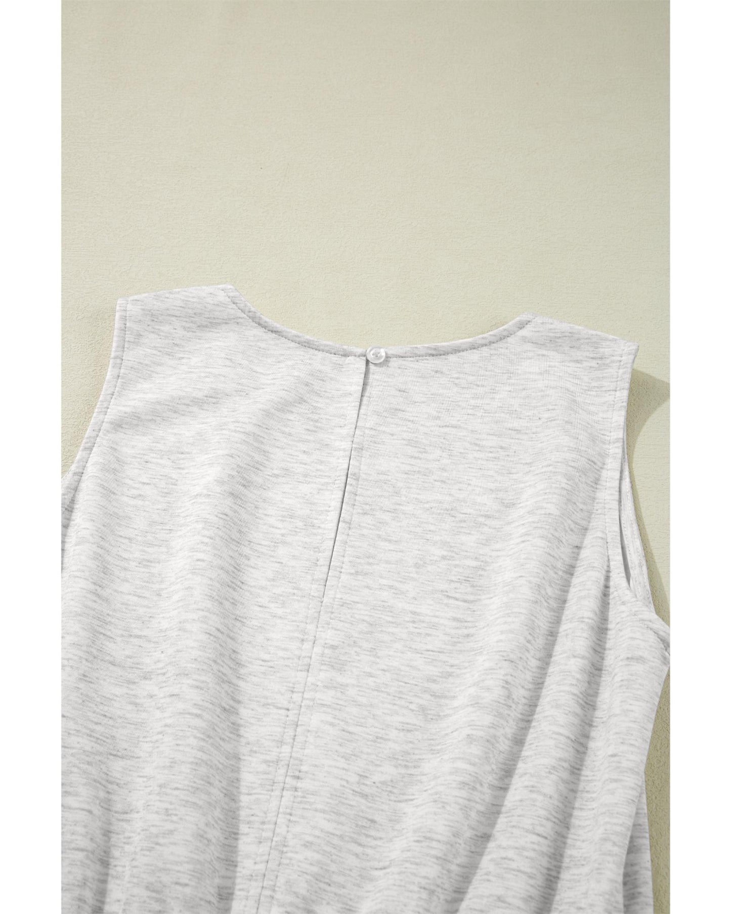 Light Grey Crew Neck Drawstring High Waist Jumpsuit