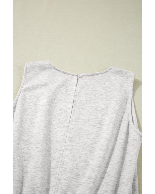 Light Grey Crew Neck Drawstring High Waist Jumpsuit