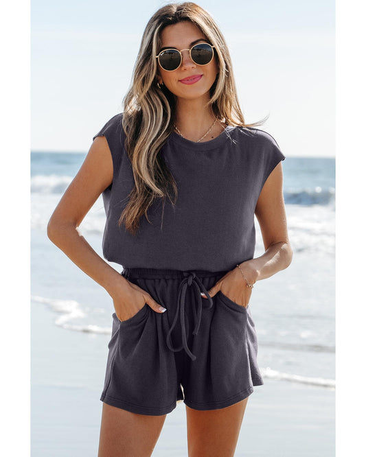 Open Back Cap Sleeve Romper