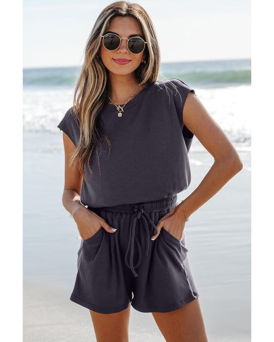 Open Back Cap Sleeve Romper