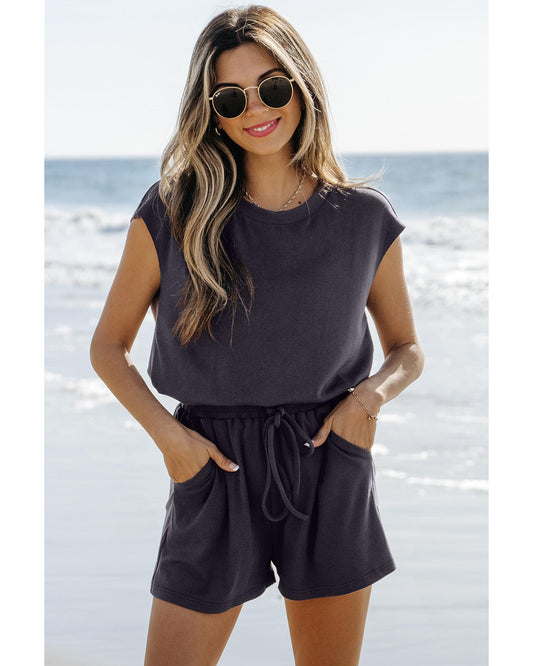 Open Back Cap Sleeve Romper