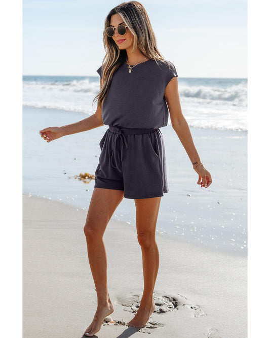 Open Back Cap Sleeve Romper