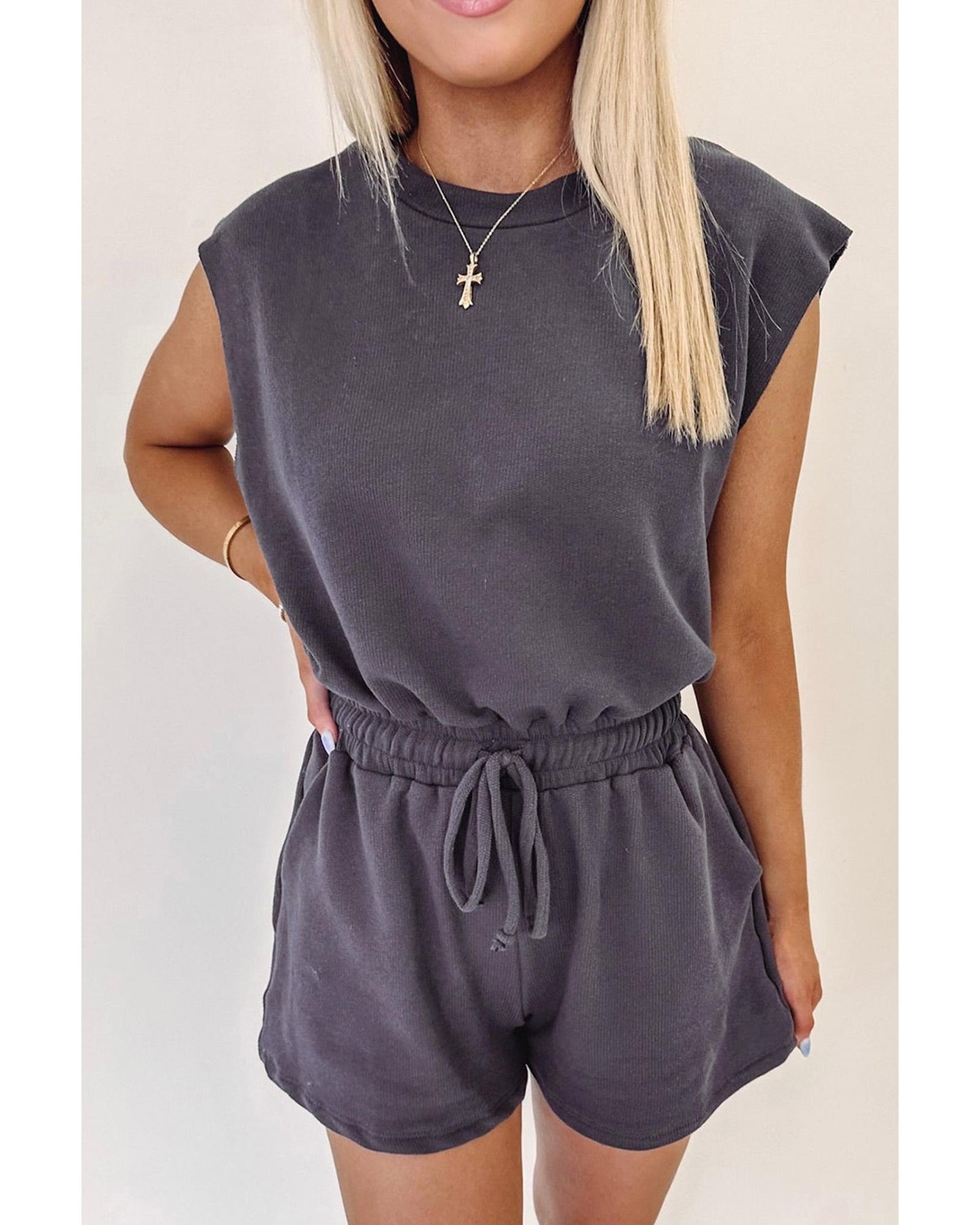 Open Back Cap Sleeve Romper