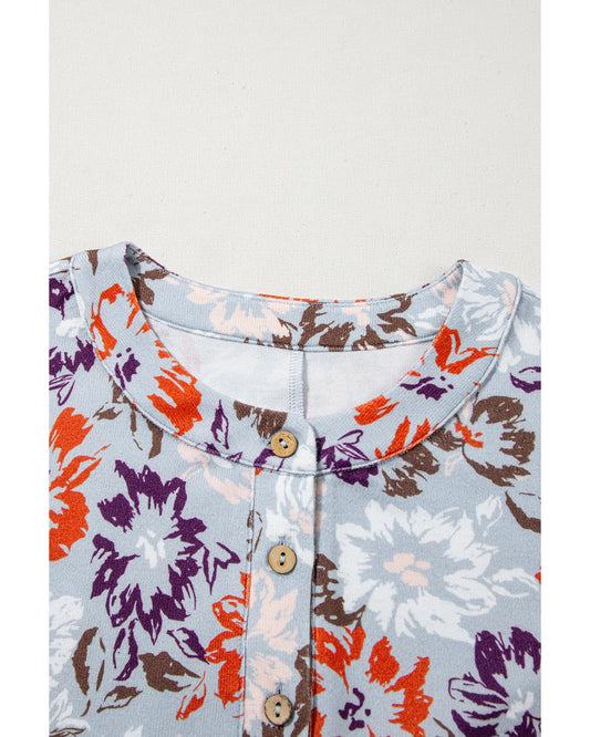 Floral Sleeveless Buttoned Pocketed Wide-Leg Jumpsuit