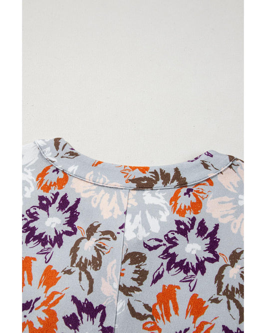 Floral Sleeveless Buttoned Pocketed Wide-Leg Jumpsuit