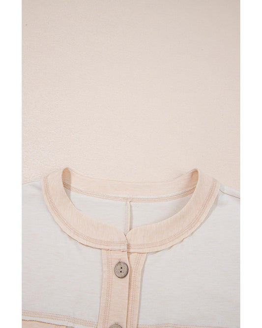 Half Placket Chest Pockets Wide Leg Jumpsuit