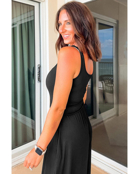 Peekaboo Wide Leg Square Neck Jumpsuit