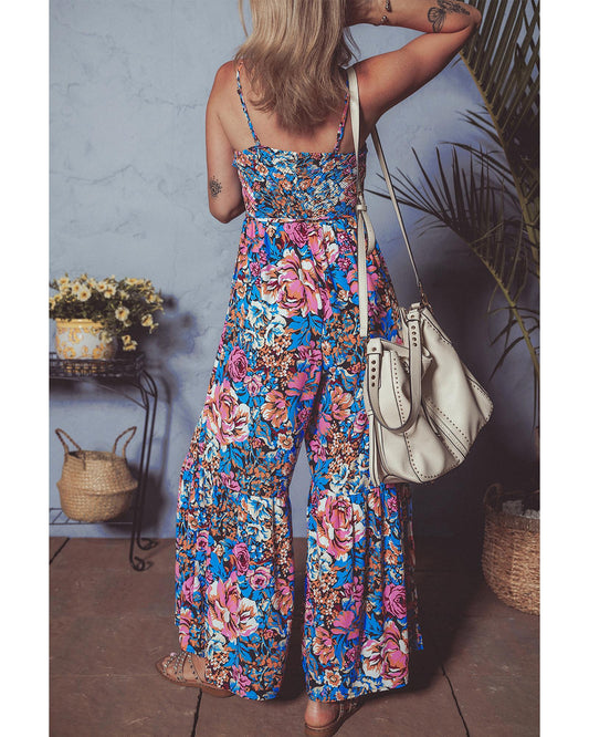 Pink Floral Jumpsuit with Flowy Design