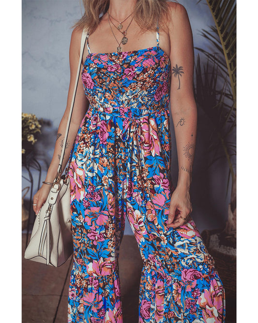 Pink Floral Jumpsuit with Flowy Design