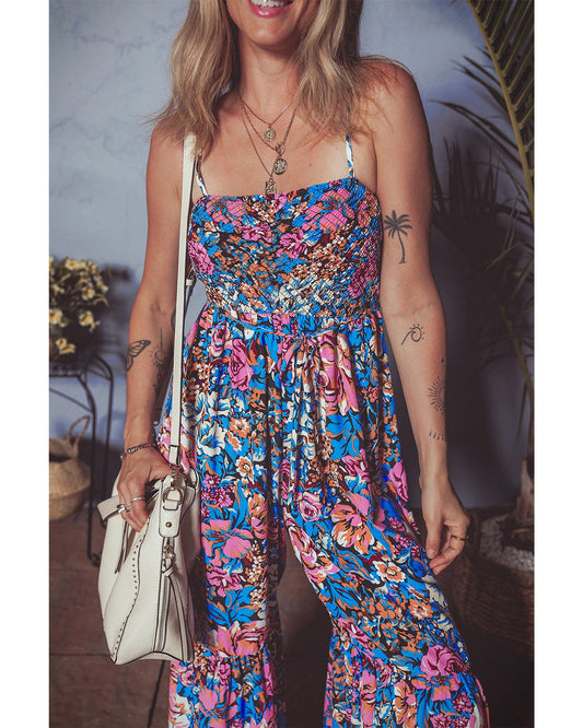 Pink Floral Jumpsuit with Flowy Design