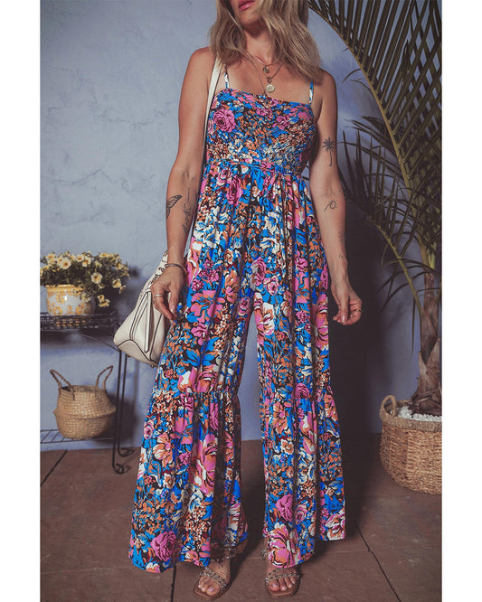 Pink Floral Jumpsuit with Flowy Design