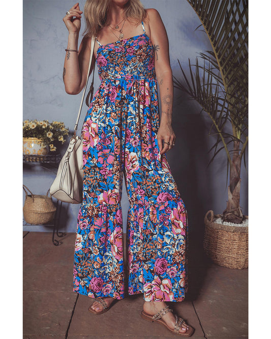 Pink Floral Jumpsuit with Flowy Design
