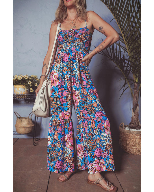 Pink Floral Jumpsuit with Flowy Design