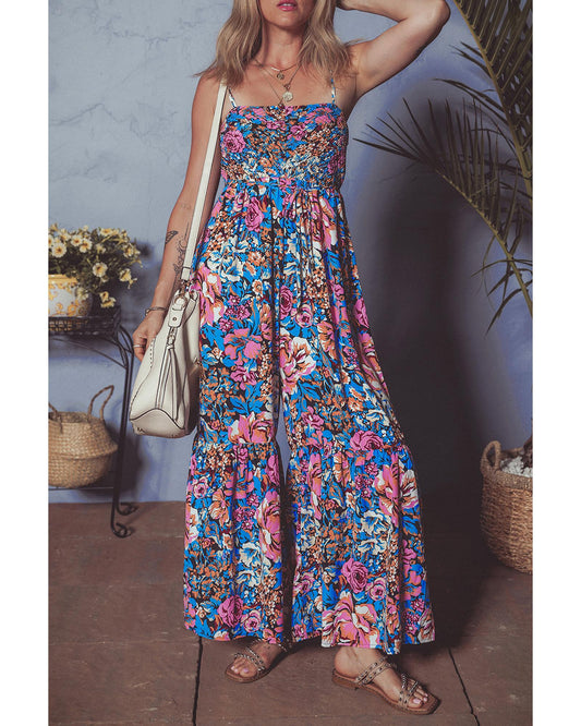 Pink Floral Jumpsuit with Flowy Design