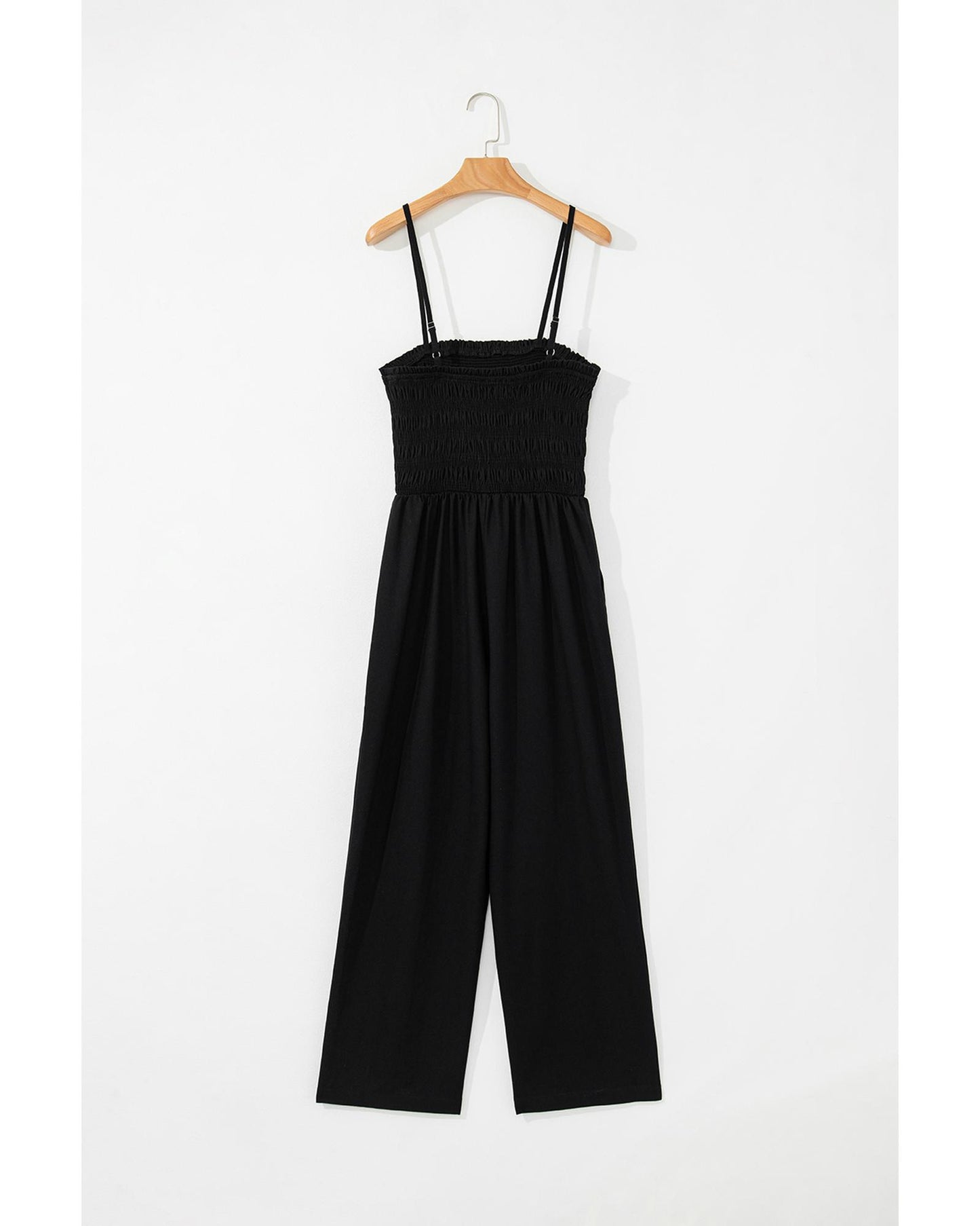 Shirred Bodice Pocketed Wide Leg Jumpsuit