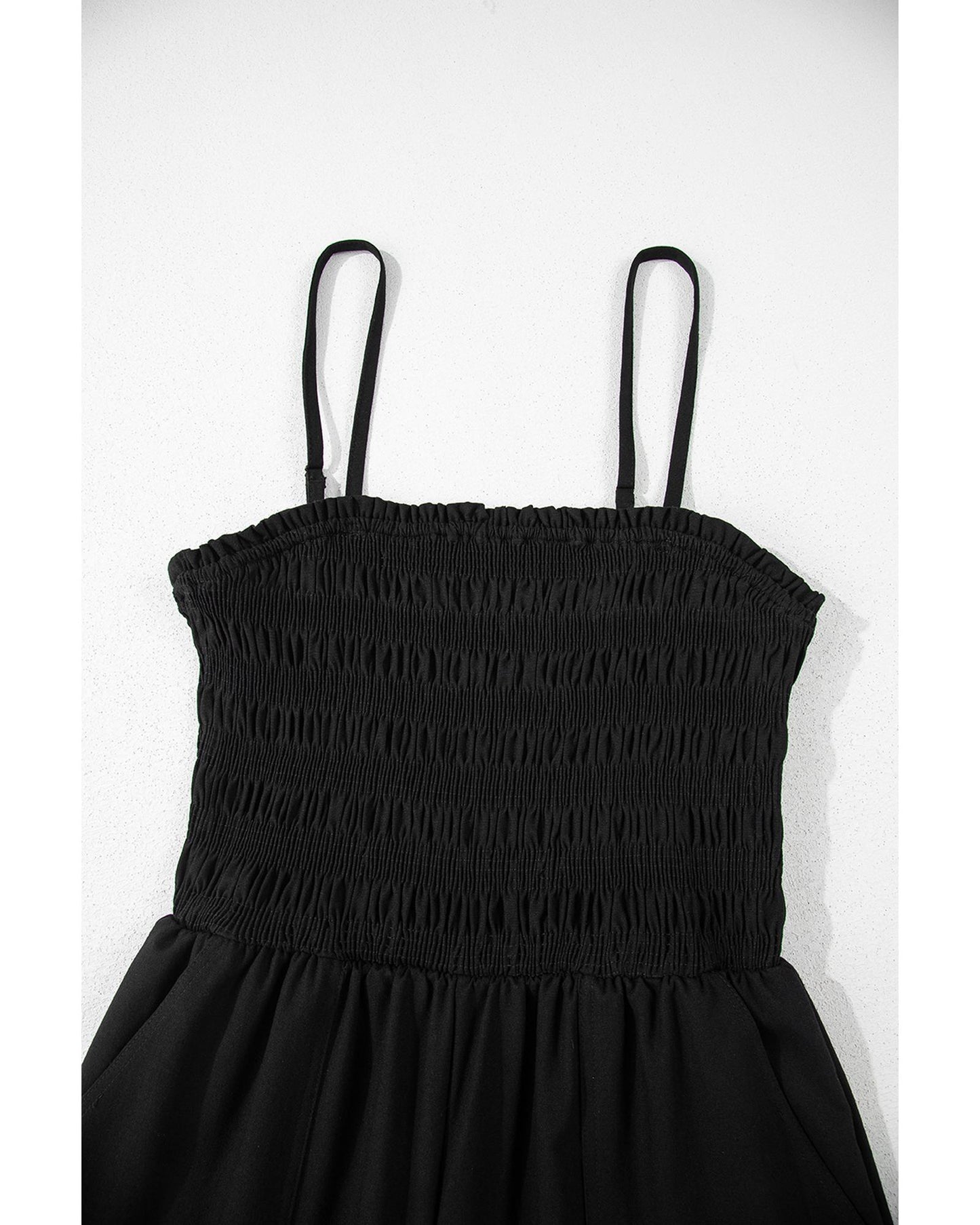 Shirred Bodice Pocketed Wide Leg Jumpsuit