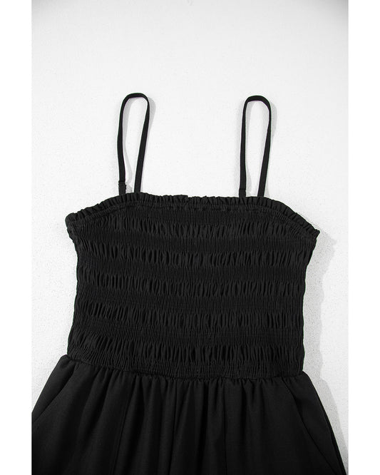 Shirred Bodice Pocketed Wide Leg Jumpsuit