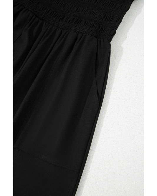 Shirred Bodice Pocketed Wide Leg Jumpsuit