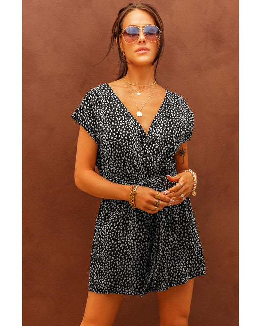 V Neck Short Sleeve Romper