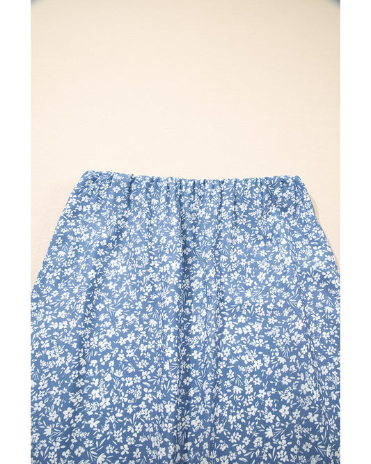 Floral High Waist Long Skirt with Side Split Skirt