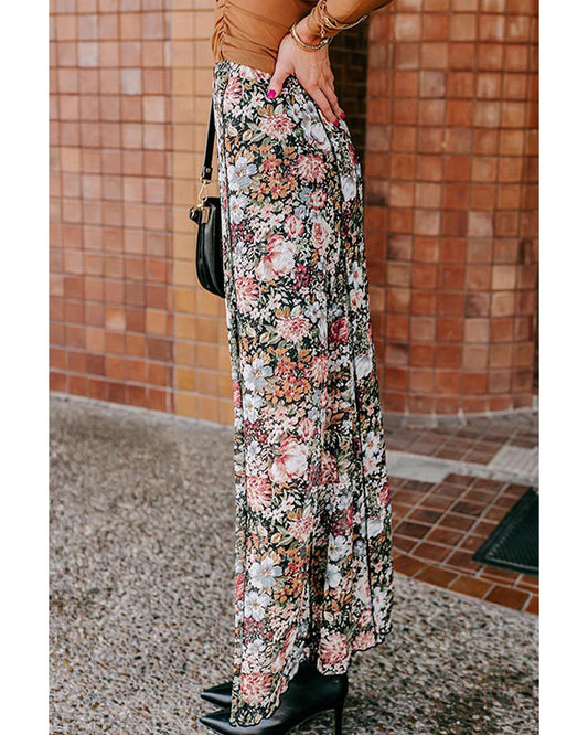 Floral Print High Waist Maxi Skirt