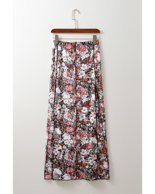 Floral Print High Waist Maxi Skirt