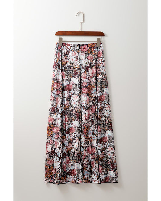 Floral Print High Waist Maxi Skirt
