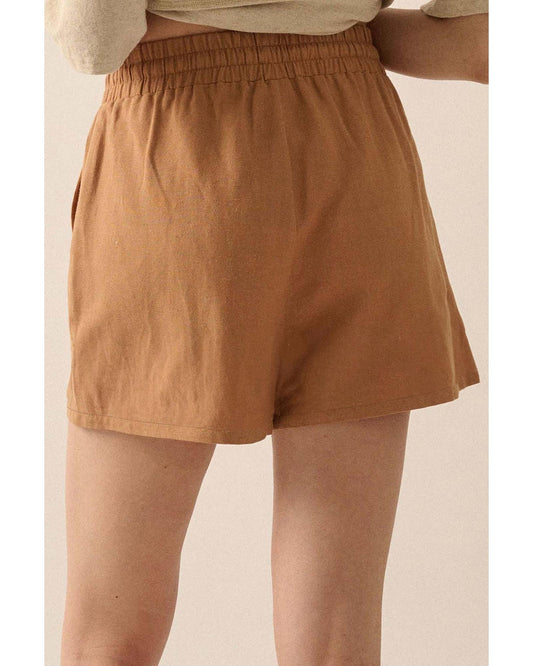 Embroidered Tasseled Drawstring Waist shorts