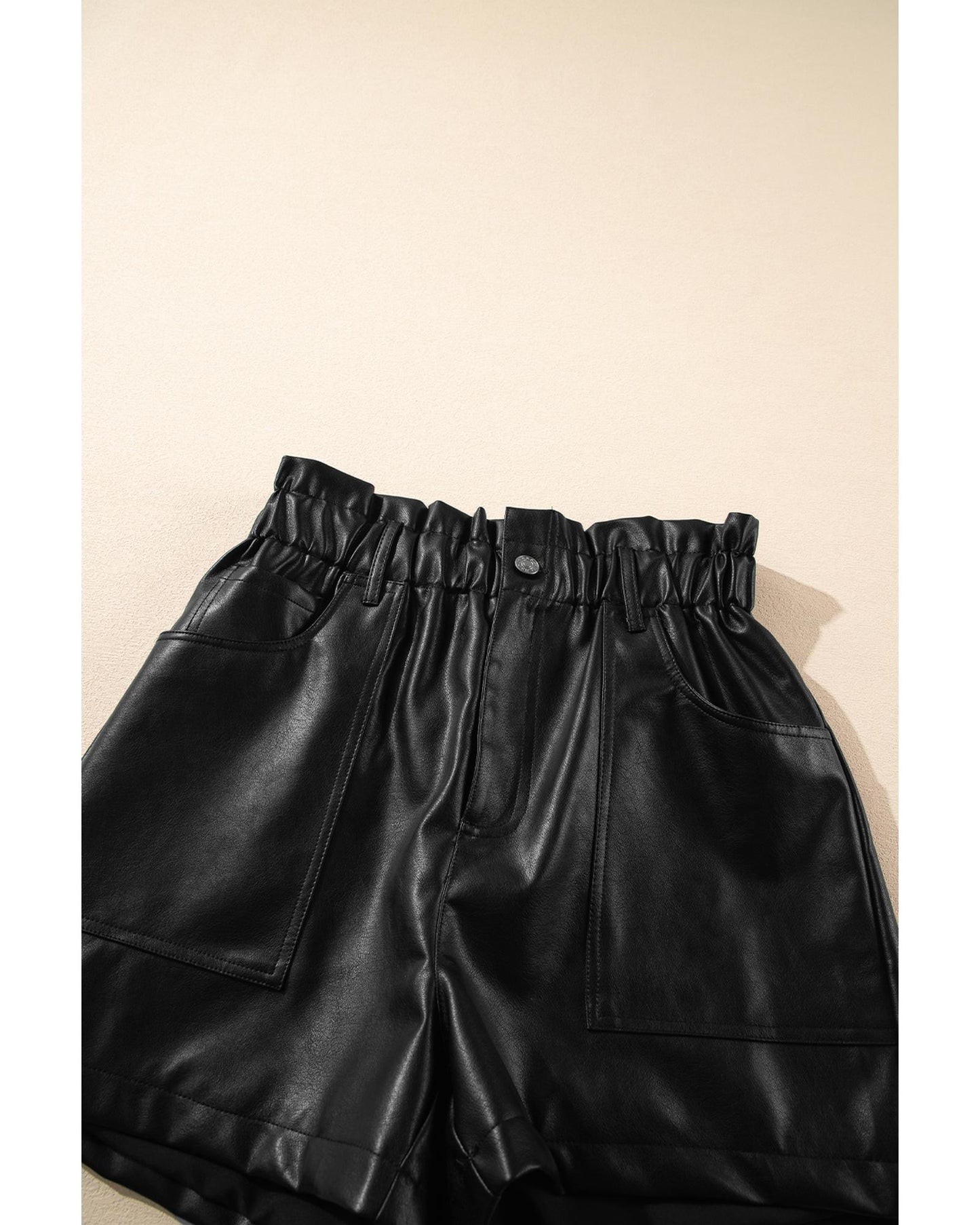 Black Faux Leather High Rise Shorts