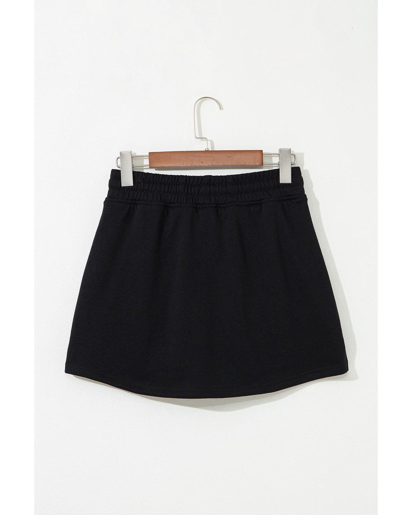 French Terry Drawstring Pocketed Mini Short-Skirt
