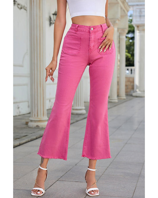 AZURA EXCHANGE Flare Leg Raw Hem Jeans