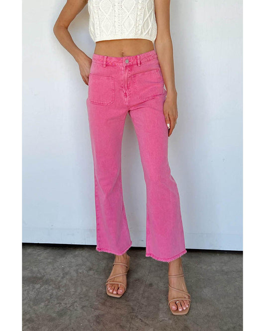 AZURA EXCHANGE Flare Leg Raw Hem Jeans