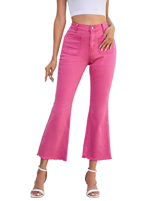 AZURA EXCHANGE Flare Leg Raw Hem Jeans