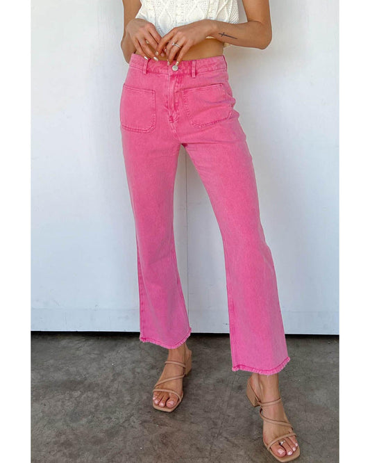 AZURA EXCHANGE Flare Leg Raw Hem Jeans