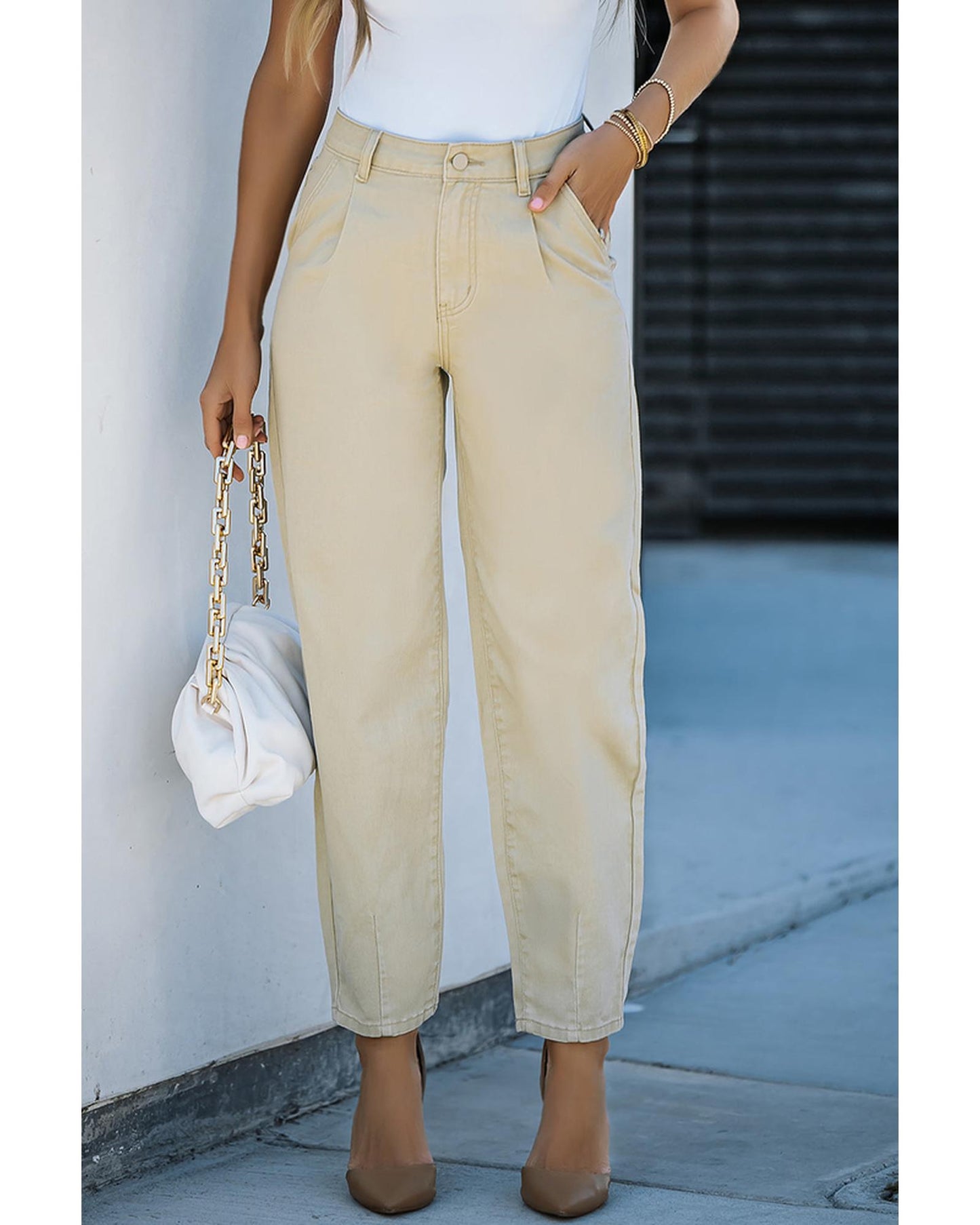 Azura Exchange Solid High Waist Casual Pants