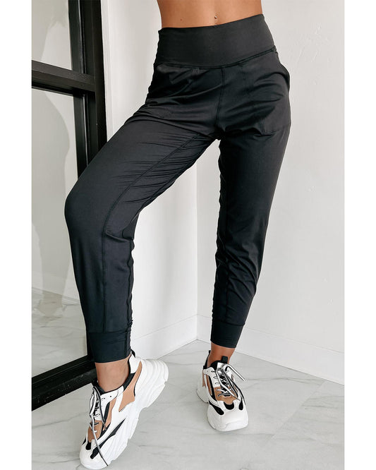Exposed Seam High Waist Pocketed Joggers