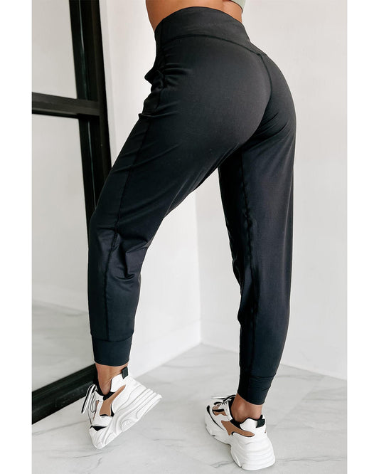 Exposed Seam High Waist Pocketed Joggers