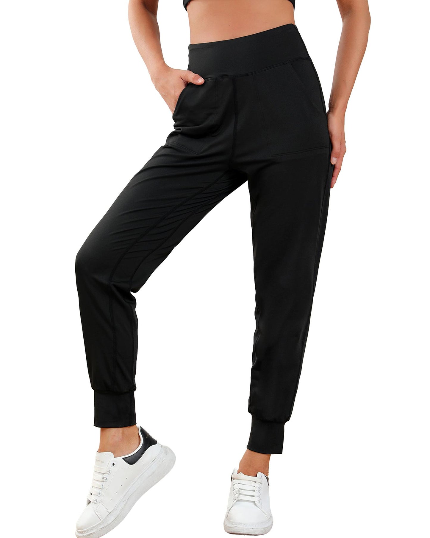 Exposed Seam High Waist Pocketed Joggers