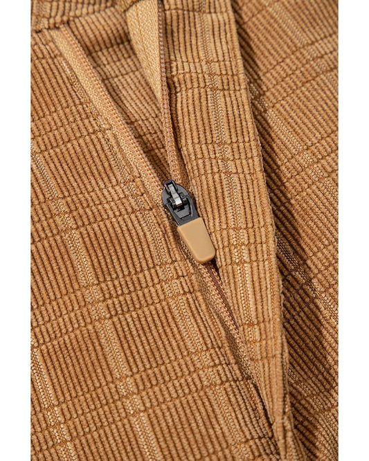Checkered Corduroy Flare High Waist Pants