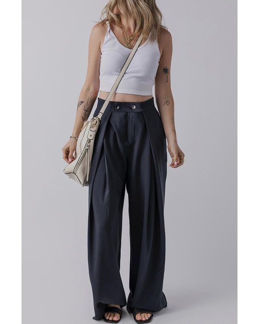 High-Waist Pleated Wide-Leg Trousers